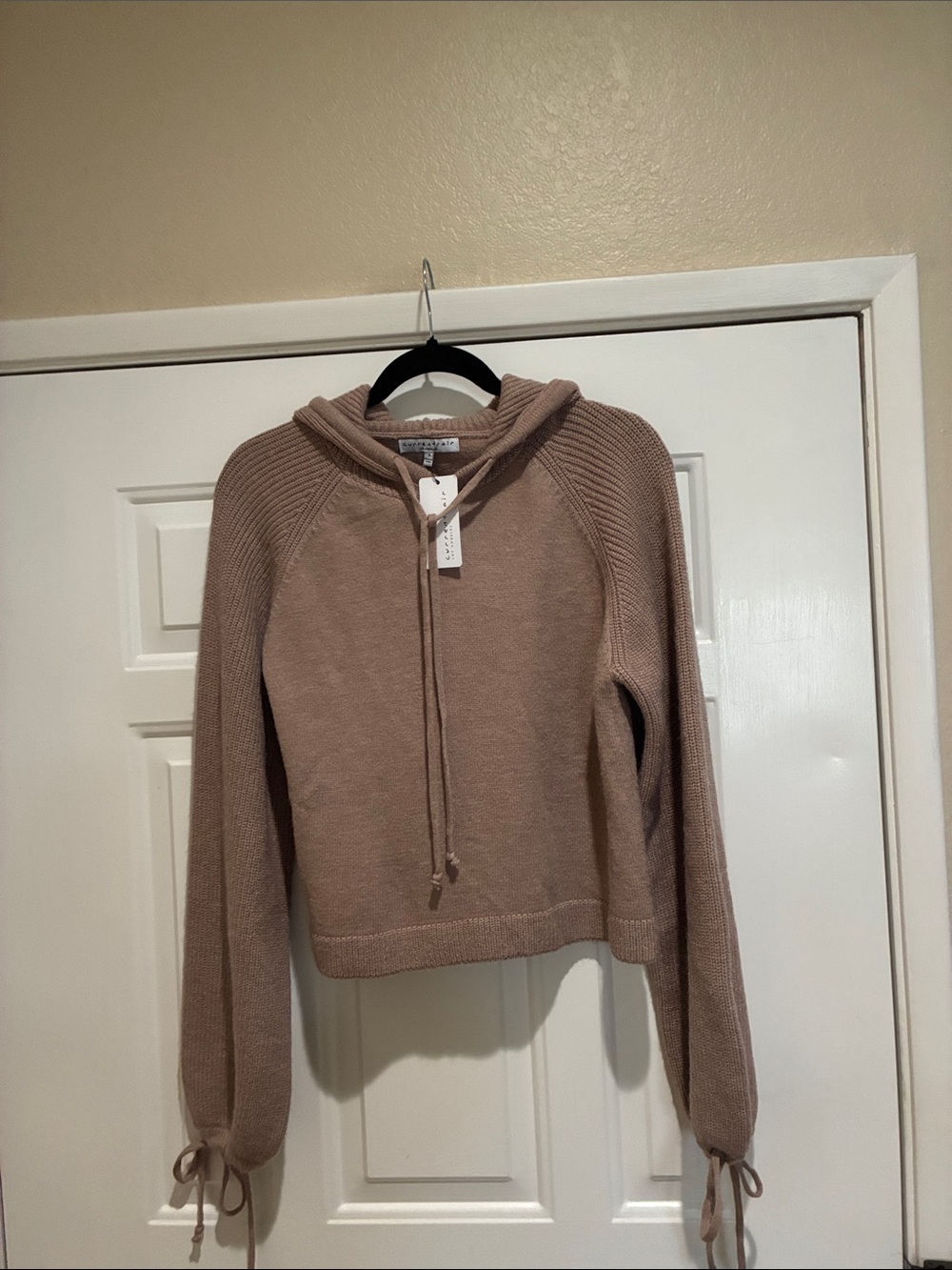Current Air Cozy Hooded Knit Sweater in Dusty Taupe